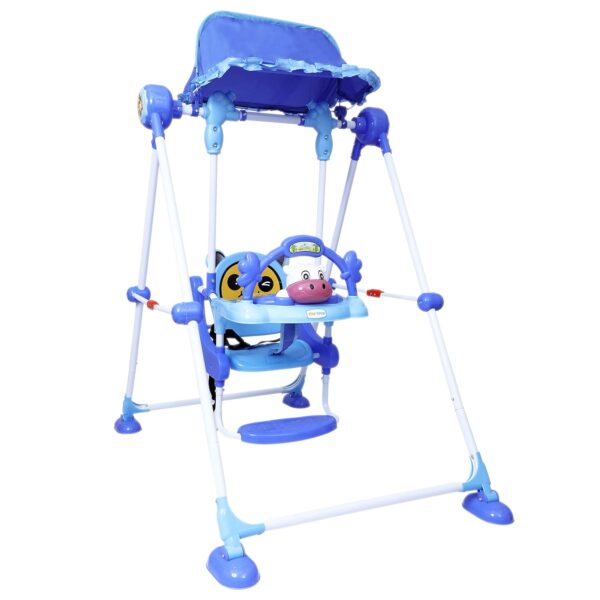 1st Step Baby Swing with 3 Point Safety Harness, Musical Play Tray and Adjustable Canopy