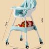 Fantastic-Kids-Toys High Chair for Babies 6 Months+, 2-in-1 with Footrest, Detachable Leg Wheel, Detachable Double Tray, Easy Clean Feeding
