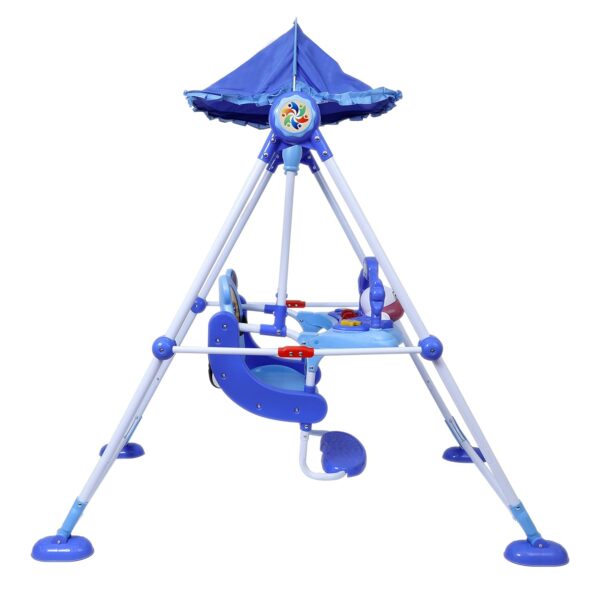 1st Step Baby Swing with 3 Point Safety Harness, Musical Play Tray and Adjustable Canopy