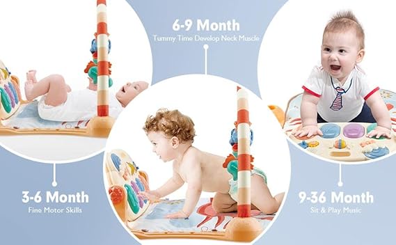 Huanger Kids Play Mat With Piano And Hanging Toys