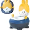 Baby Potty Training Toilet Seat for Toddlers, Portable & Lightweight Bunny Design, Comfortable Soft Cushion Pad & Armrest, Easy Clean Removable Urinal Pot with Lid, Up to 18 Months Boy & Girl
