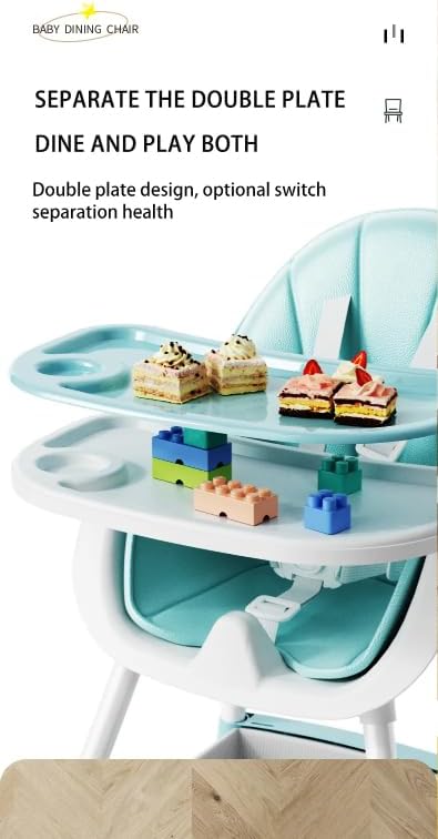 Fantastic-Kids-Toys High Chair for Babies 6 Months+, 2-in-1 with Footrest, Detachable Leg Wheel, Detachable Double Tray, Easy Clean Feeding