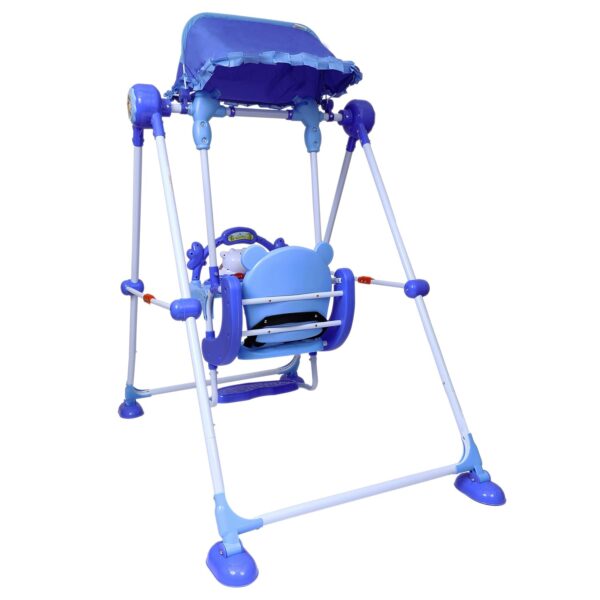 1st Step Baby Swing with 3 Point Safety Harness, Musical Play Tray and Adjustable Canopy
