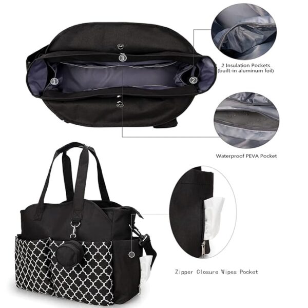 Travel Diaper Bag, Zipper Closure Tissue Paper Pocket Waterproof