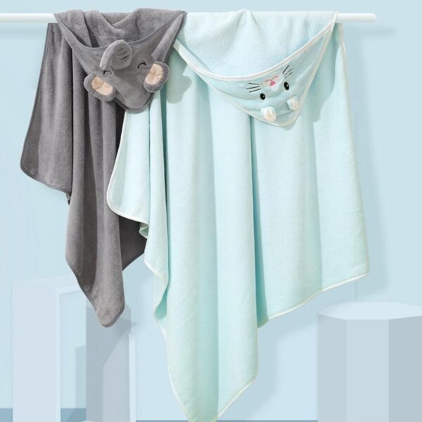 Cartoon Baby Bath Towels for Body Hooded Coral Fleece Kids Bathrobe Newborn Swaddle Wrap Baby Blankets for Girls Boys