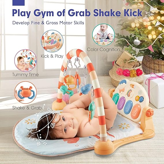 Huanger Kids Play Mat With Piano And Hanging Toys