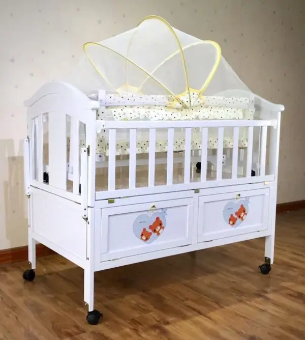 Promotional Multi-Functional Lift Rail Baby Bed Wooden Baby Crib