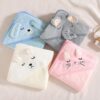 Cartoon Baby Bath Towels for Body Hooded Coral Fleece Kids Bathrobe Newborn Swaddle Wrap Baby Blankets for Girls Boys