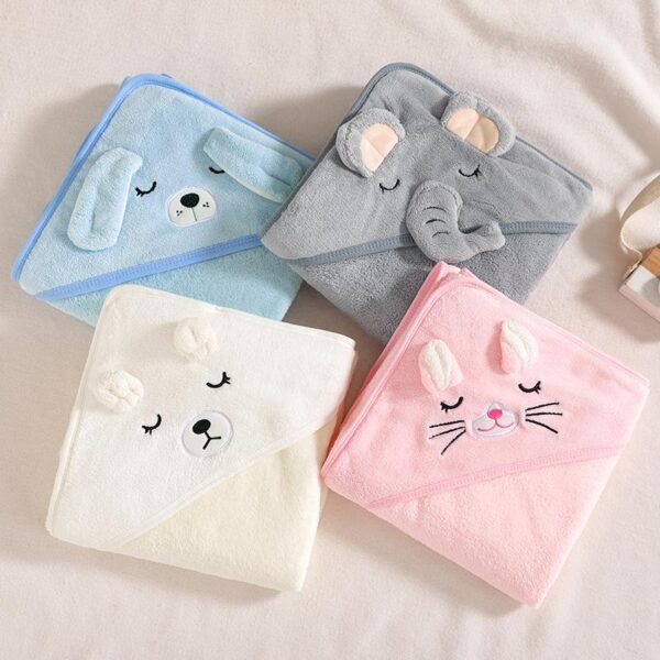 Cartoon Baby Bath Towels for Body Hooded Coral Fleece Kids Bathrobe Newborn Swaddle Wrap Baby Blankets for Girls Boys